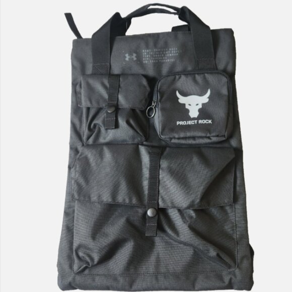 Under Armour x Project Rock Gym Sack Backpack Bag Black/Mod Grey 1381925 001 New - Picture 1 of 8